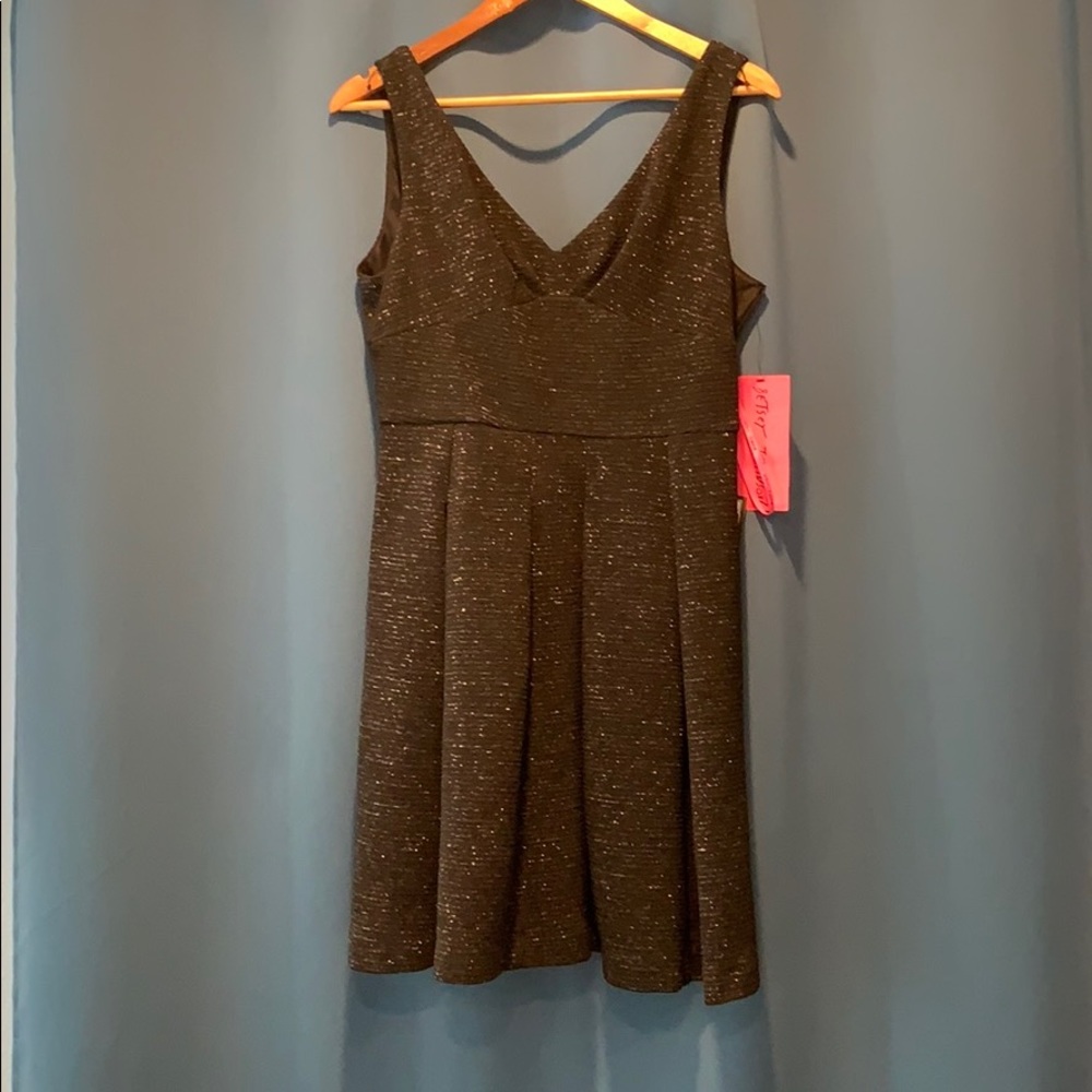Betsy Johnson black sparkle bow dress size 12